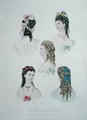 Hairstyles with ribbons, illustration from 'La Mode Illustree', 1872 - Anais Codouze