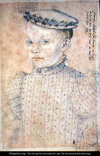 Portrait of Francis II (1544-60) as Dauphin of France at the age of Eight, 1552 - (studio of) Clouet