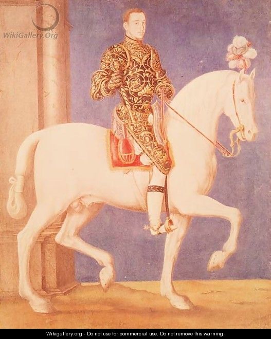 Equestrian Portrait Presumed to be Dauphin Henri II (1519-59) c.1543 - Francois Clouet
