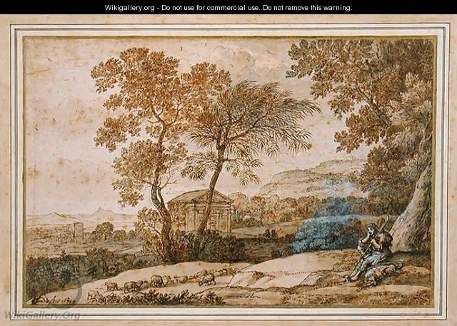Landscape with a shepherd and his dog - Claude Lorrain (Gellee)