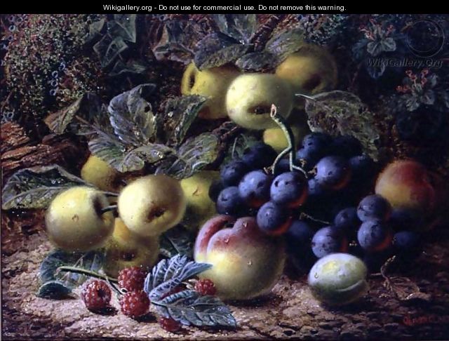 Still Life with Apples, Plums, Grapes and Raspberries - Oliver Clare