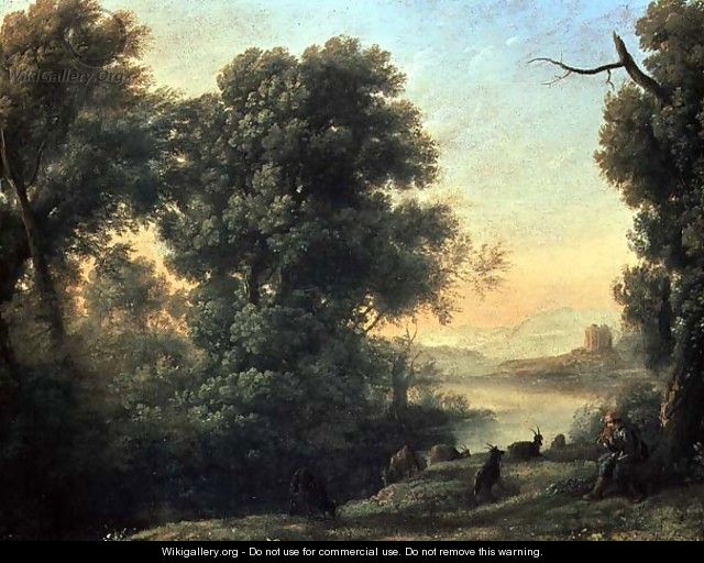 River landscape with Goatherd Piping - Claude Lorrain (Gellee)