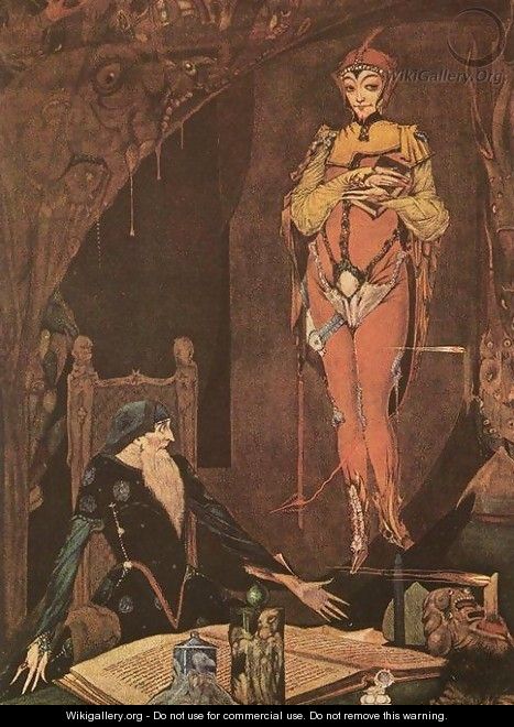 "Is There Anything in my Poor Power to Serve You?", illustration from Faust by Goethe, 1925 - Harry Clarke