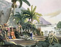 Meeting between the Expedition Party of Otto von Kotzebue (1788-1846) and King Kamehameha I (1740-52-1819) Ovayhi Island - (After) Choris, Ludwig (Louis)