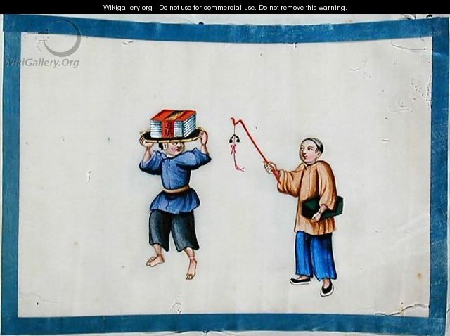 Man carrying books on his head, 1850s - Anonymous Artist