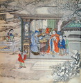 Scene in a garden with a family receiving visitors - Anonymous Artist