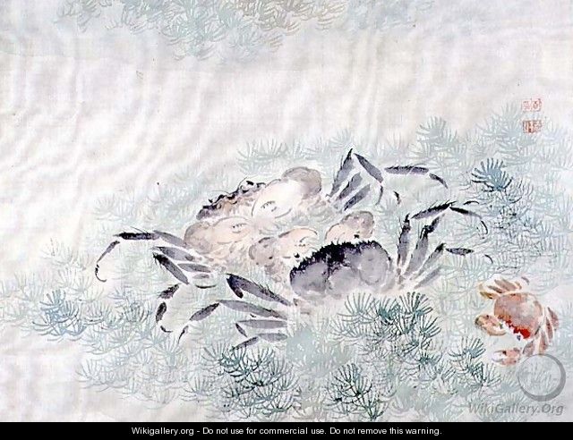 Crabs, from an album of twelve studies of flowers, birds and fish - Tsubaki Chinzan