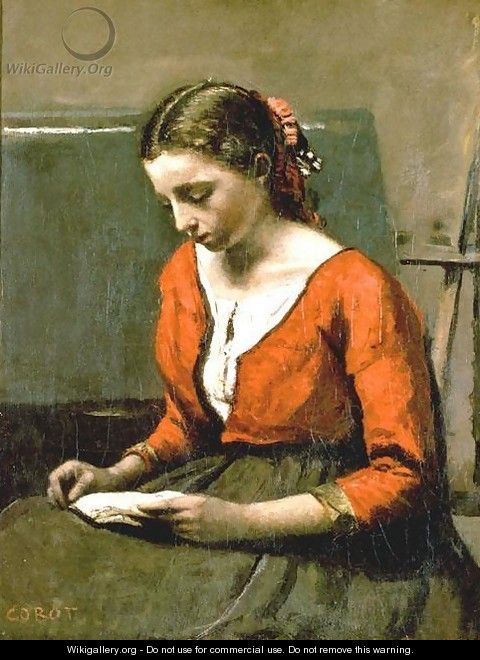 A Girl Reading - Jean-Baptiste-Camille Corot