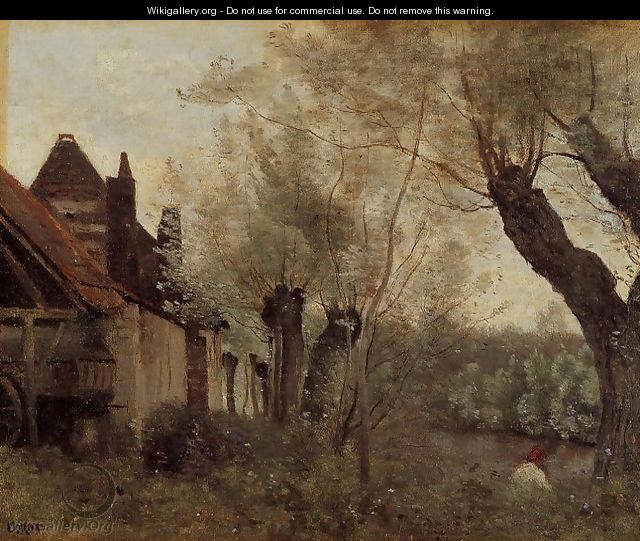 Willows and Farmhouses at Saint-Catherine-les Arras - Jean-Baptiste-Camille Corot