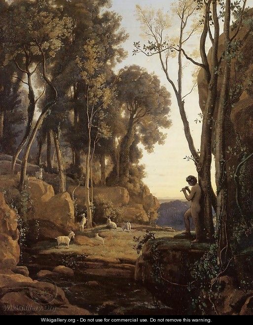 Landscape,Setting Sun - Jean-Baptiste-Camille Corot