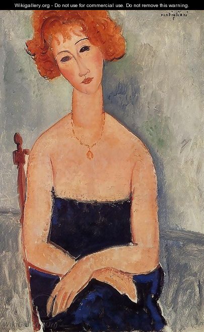 Readhead Wearing a Pendant - Amedeo Modigliani