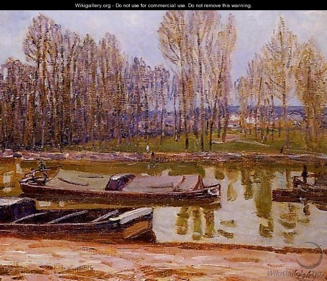 Barges on the Loing Canal, Spring - Alfred Sisley