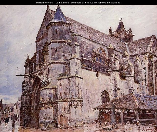 The Church at Moret, Rainy Weather, Morning - Alfred Sisley