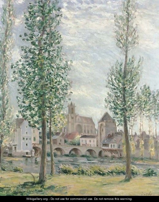 View of Moret-sur-Loing through the Trees - Alfred Sisley
