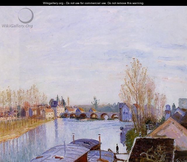The Loing at Moret, the Laundry Boat - Alfred Sisley