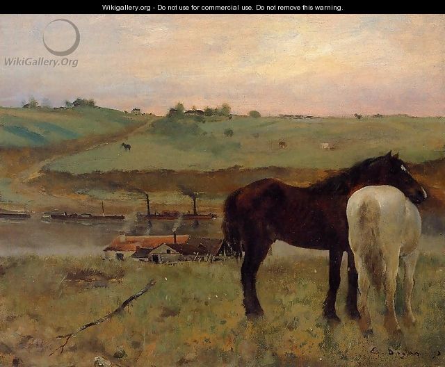 Horses in a Meadow - Edgar Degas