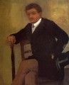 Seated Young Man in a Jacket with an Umbrella - Edgar Degas