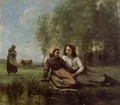 Two Cowherds in a Meadow by the Water - Jean-Baptiste-Camille Corot