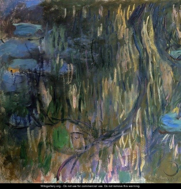 Water-Lilies, Reflections of Weeping Willows (left half) - Claude Oscar Monet
