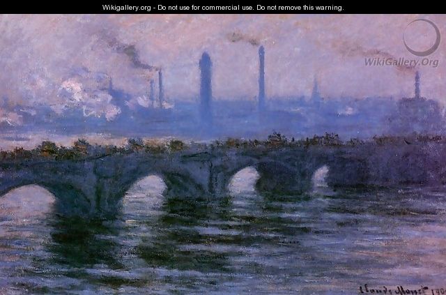 Waterloo Bridge, Overcast Weather - Claude Oscar Monet