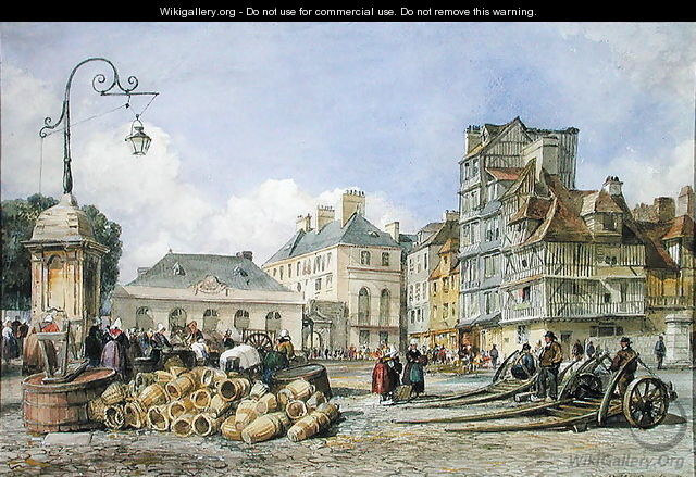 A Market Square on the Continent - Edward William Cooke