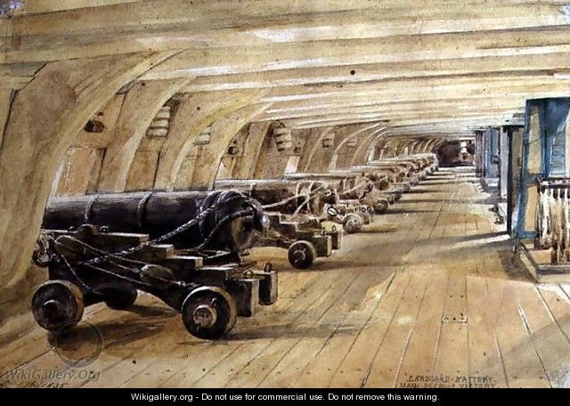 Larboard Battery, Main Deck of the Victory, 16 September 1835 - Edward William Cooke