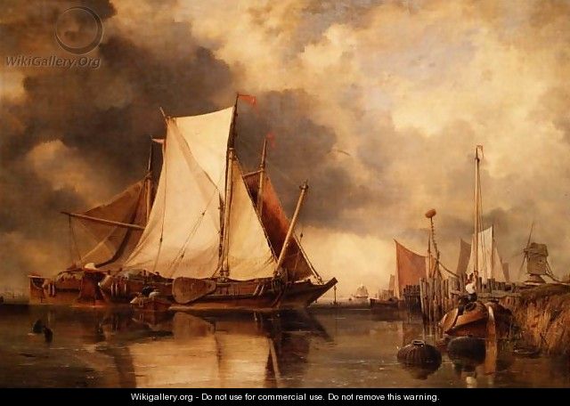 Fishing Boats Aground on the Scheldt - Edward William Cooke