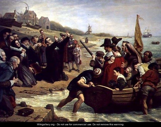 The Pilgrim Fathers: Departure of a Puritan Family for New England, 1856 - Charles West Cope