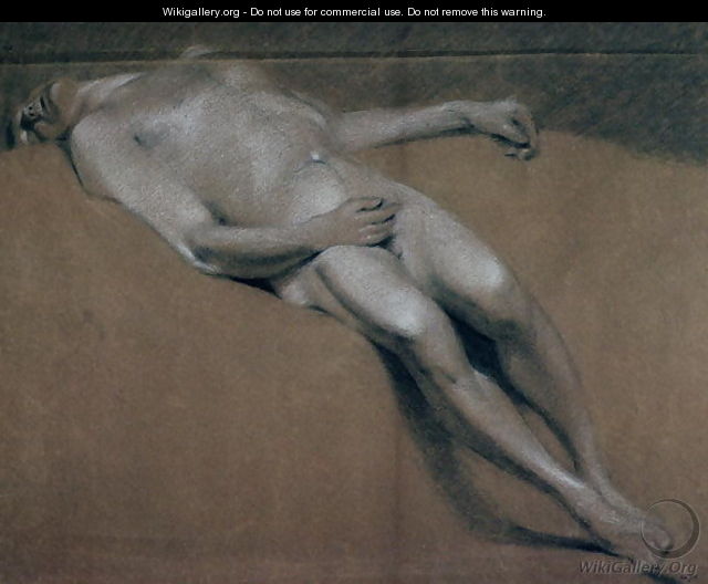 Study of a recumbent male nude - John Constable