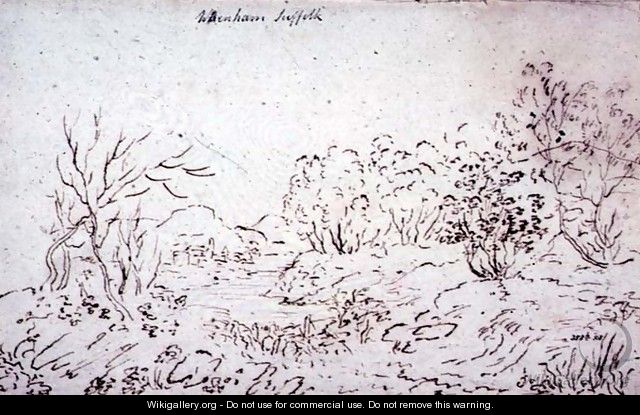 Landscape with a stream at Wenham - John Constable