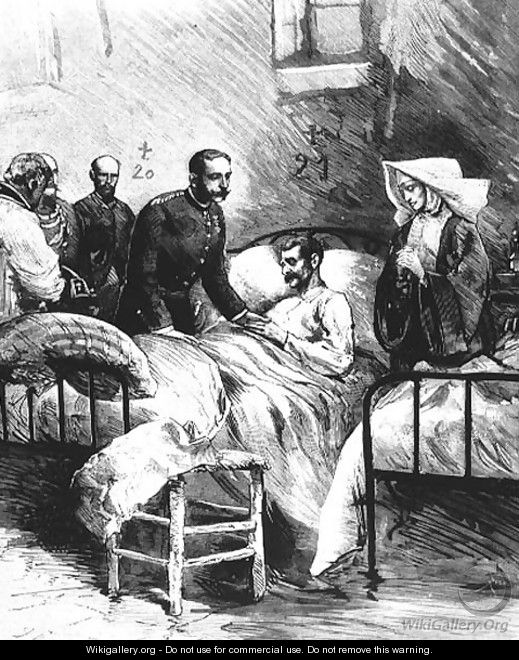 Alfonso XII visiting a cholera hospital at Aranjuez - Juan Comba y Garcia