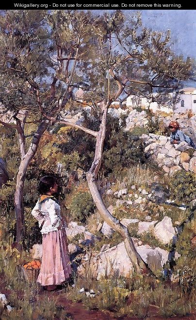 Two Little Italian Girls by a Village 1875 - John William Waterhouse