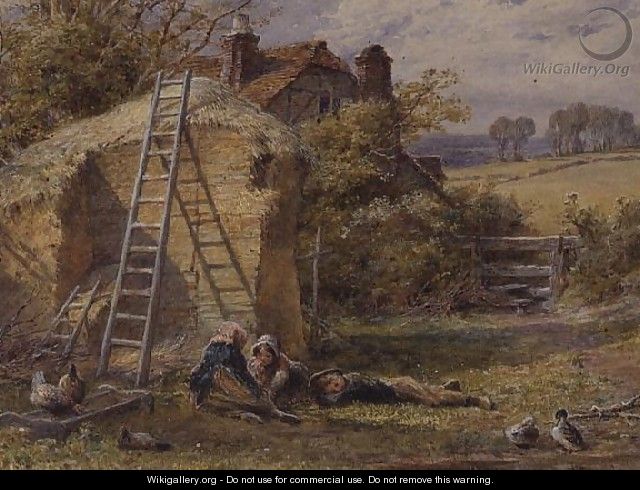 Children resting beneath the rick - William Stephen Coleman