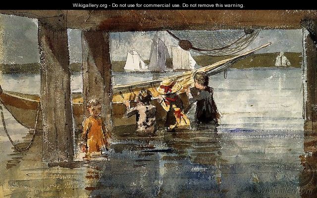 Childred Playing under a Gloucester Wharf - Winslow Homer
