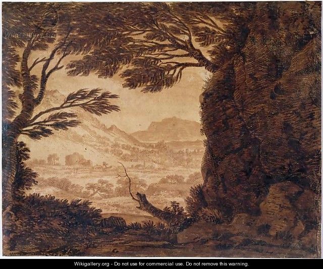 Classical Landscape, mid-18th century - Alexander Cozens