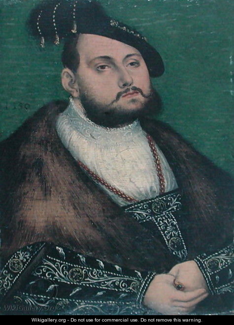Portrait of John Frederick Elector of Saxony, 1550 - Lucas (studio of) Cranach