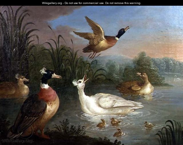 Ducks on a River Landscape - Marmaduke Craddock