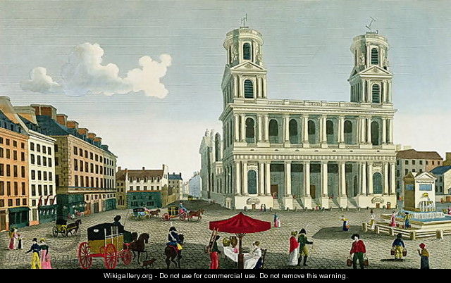 View of the Church of Saint-Sulpice, engraved by Anne Rosalie Filleul (nee Bouquet) (1752-94) - Henri (after) Courvoisier-Voisin