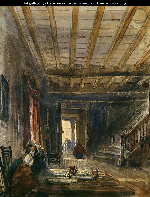 Interior with Figures at a Table - David Cox