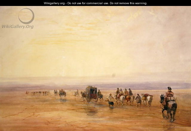 On Lancaster Sands, Sunset (Crossing Lancaster Sands) c.1835 - David Cox