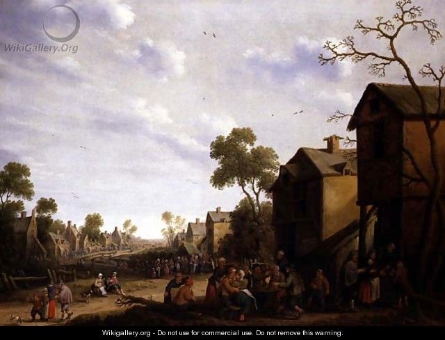 Village scene with peasants merrymaking - Joost Cornelisz. Droochsloot