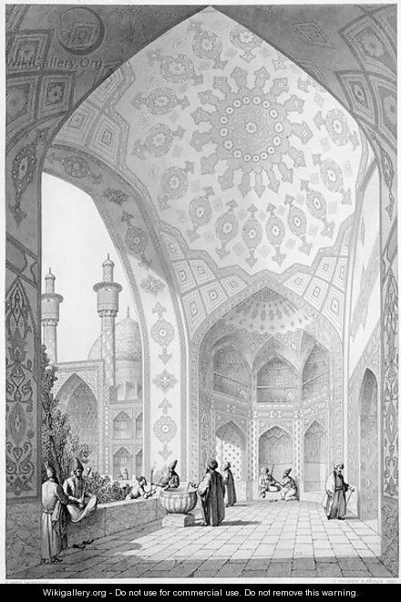 The Vestibule of the Main Entrance of the Medrese-i-Shah-Hussein, Isfahan, plate 21 from Modern Monuments of Persia - Pascal Xavier (after) Coste