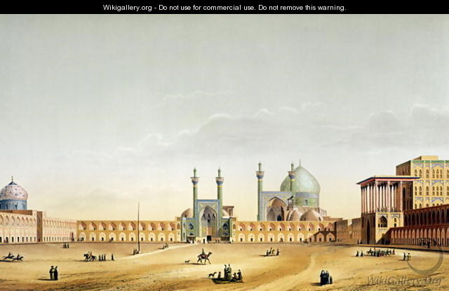 The Royal Palace and the Mesdjid-i-Shah, Isfahan, plate 6-7 from Modern Monuments of Persia - Pascal Xavier (after) Coste