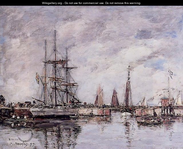 Deauville, Norwegian Three-Master Leaving Port - Eugène Boudin