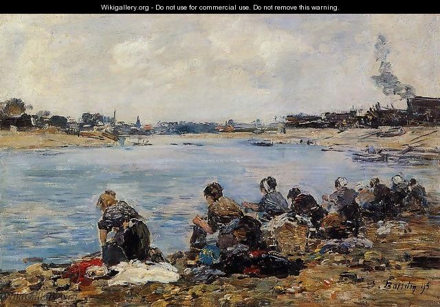 Laundresses on the Banks of the Touques V - Eugène Boudin