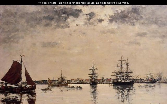 Anvers, boats on the River Scheldt I - Eugène Boudin