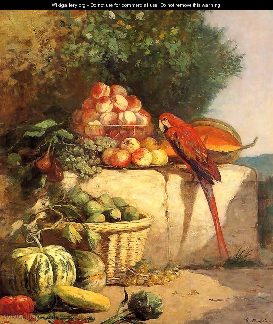Fruit and Vegetables with a Parrot - Eugène Boudin
