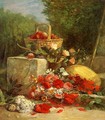 Flowers and Fruit in a Garden - Eugène Boudin