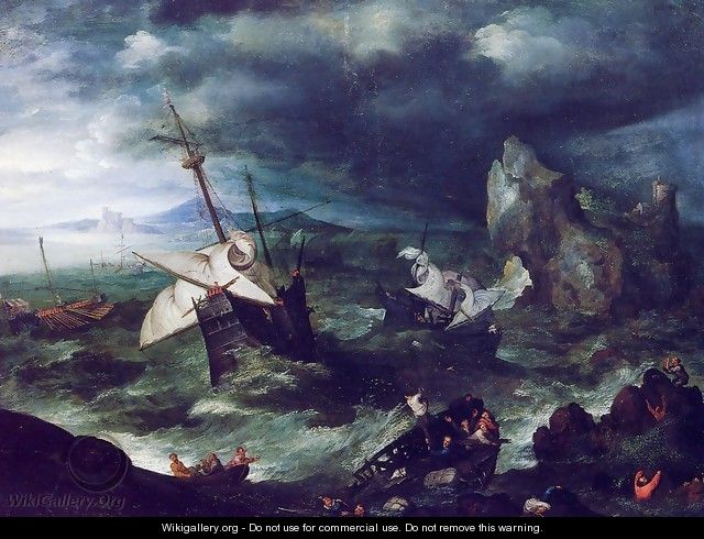 The Storm at Sea with Shipwreck - Jan The Elder Brueghel