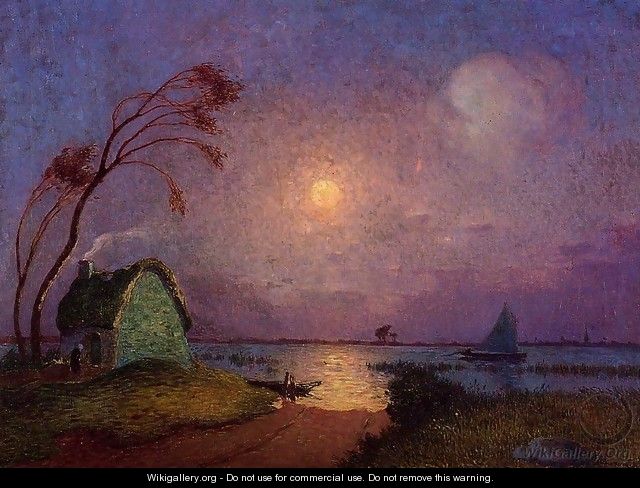 Cottage in the Moonlight in Briere - Ferdinand Loyen Du Puigaudeau